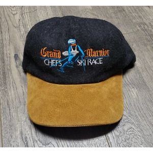 Vintage 80s Grand Marnier Chefs Ski Race Wool Baseball Strap Back Hat Cap